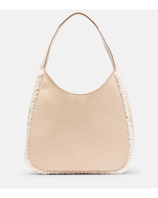 Stella McCartney Natural Teddy-Trimmed Shoulder Bag