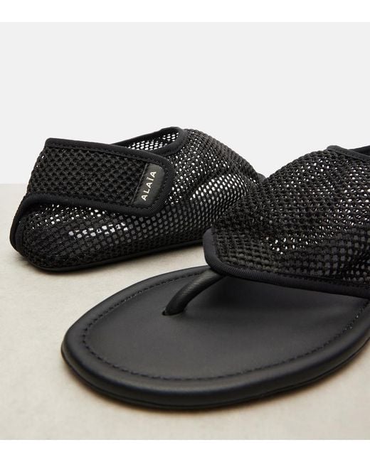 Alaïa Black Thong Fishnet Sandals