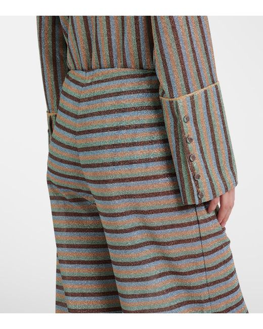 Oseree Gray Lumiere Striped Wide-Leg Pants