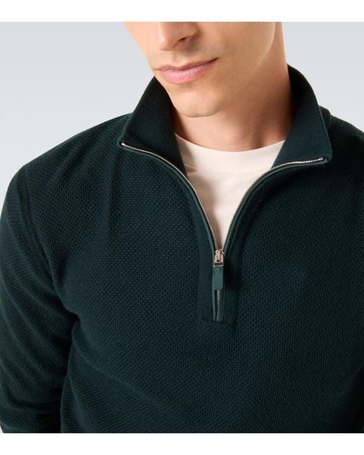 Zegna Green Cashmere Half-Zip Sweater for men