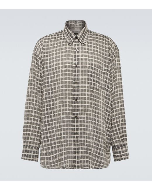 Our Legacy Gray Borrowed Bd Checked Shirt for men
