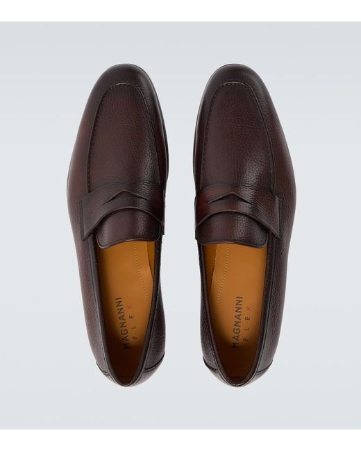 Magnanni Shoes Brown Diezma Ii Leather Penny Loafers for men