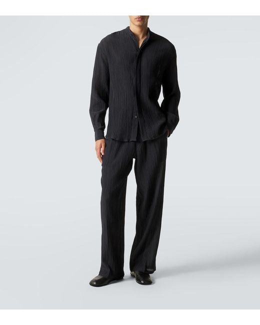 Umit Benan Blue Julian Linen And Cotton Straight Pants for men