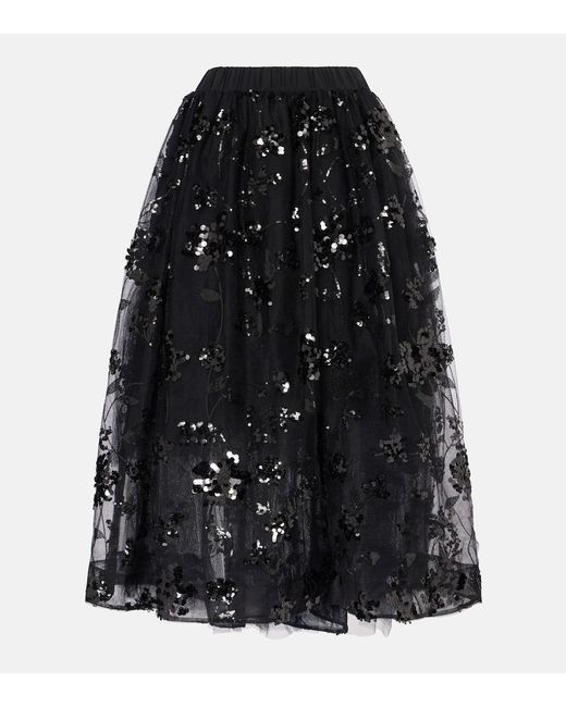 Simone Rocha Black Midirock Aus Tuell Mit Pailletten