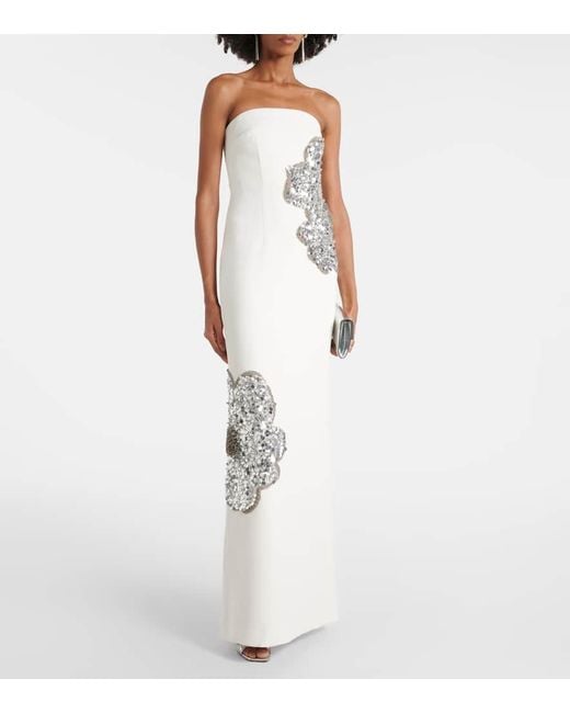 Rebecca Vallance White Layana Strapless Embellished Gown