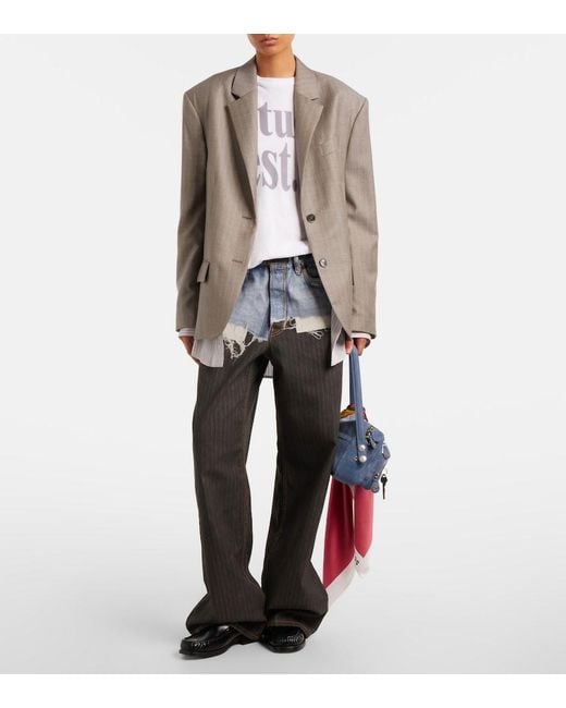 Acne Gray Striped Wool Jacket