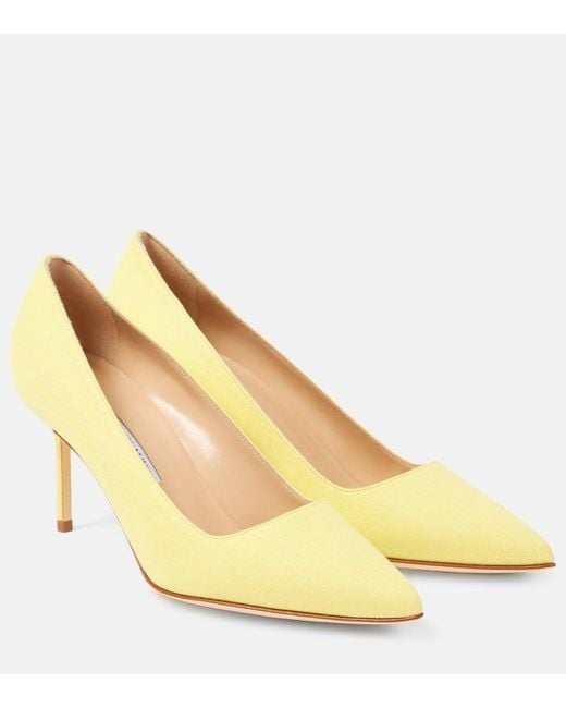 Manolo Blahnik Yellow Bb 70 Suede Pumps