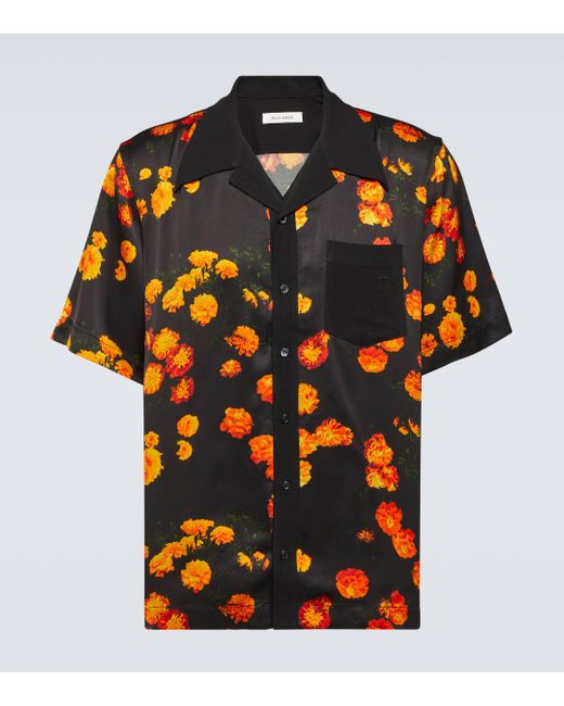 Wales Bonner Black Highlife Floral Bowling Shirt for men