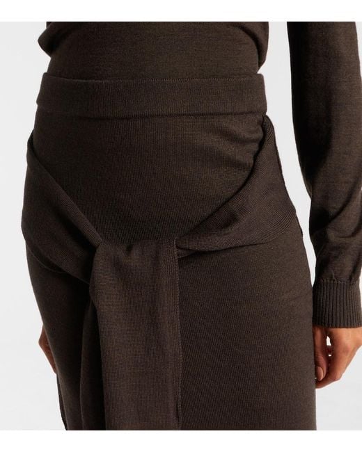 Lemaire Black Trompe 'Oil Wool-Blend Midi Skirt