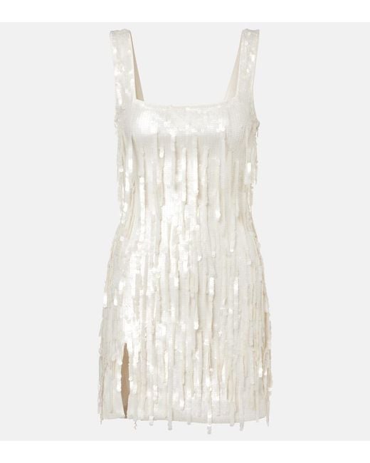 Staud White Le Sable Sequined Minidress