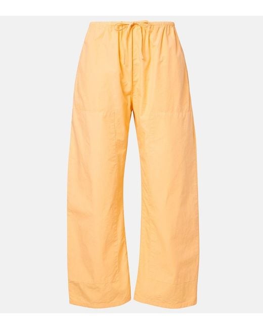 Leset Orange Kyoto Cotton Wide-Leg Pants