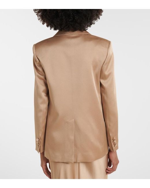 Max Mara Natural Arca Double-Breasted Satin Blazer