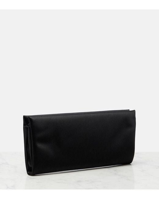 Saint Laurent Black Cassandre Satin Clutch