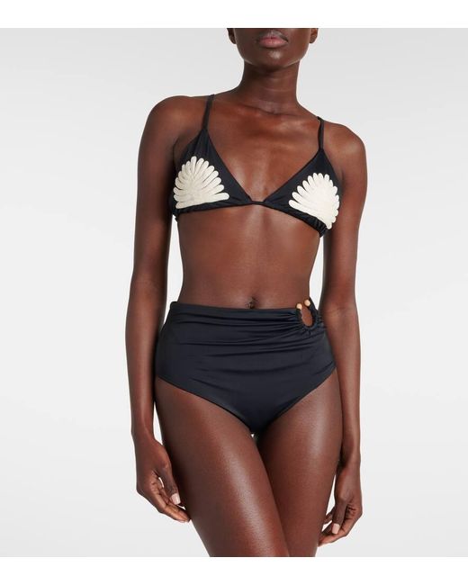 Johanna Ortiz Black Besticktes Bikini-Oberteil