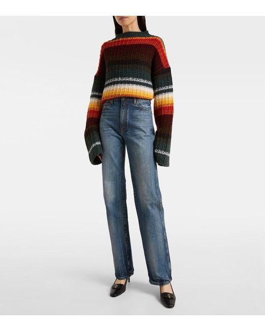 Khaite Blue Danielle High-Rise Straight Jeans