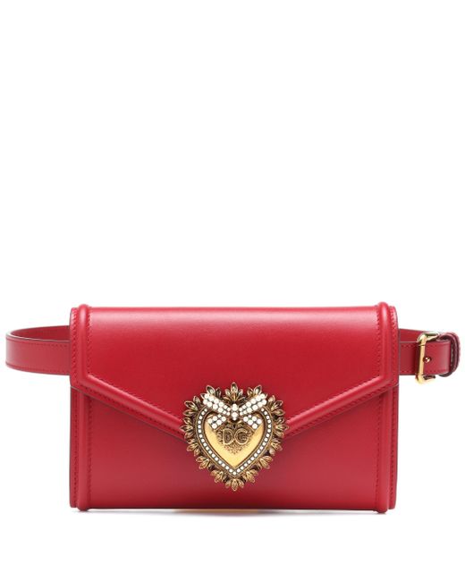 Dolce & Gabbana Red Devotion Fanny Pack In Plain Calfskin