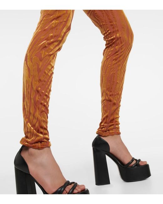 Alex Perry Orange Benton Devore Zebra-Print Catsuit