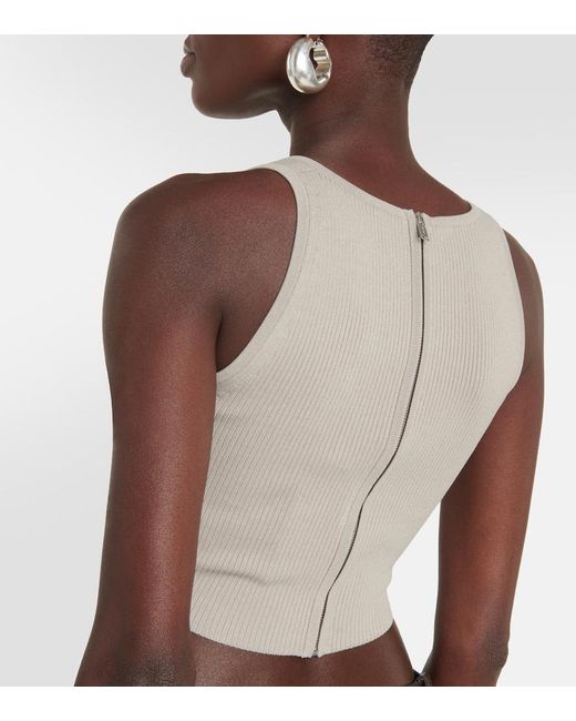 Dion Lee White Cropped Ribbed-Knit Bustier