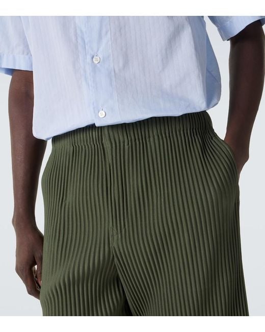 Homme Plissé Issey Miyake Green Color Pleats 2 Bermuda Shorts for men