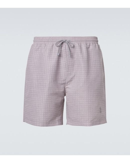 Brunello Cucinelli Purple Printed Swim Trunks for men