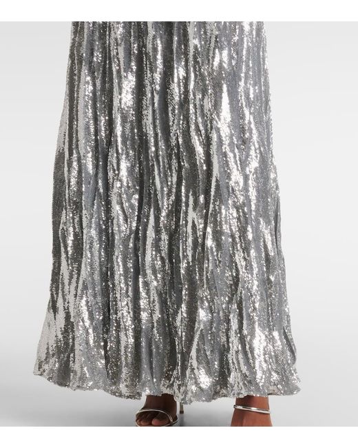 Marmar Halim White Robe Aus Einem Seidengemisch Mit Pailletten