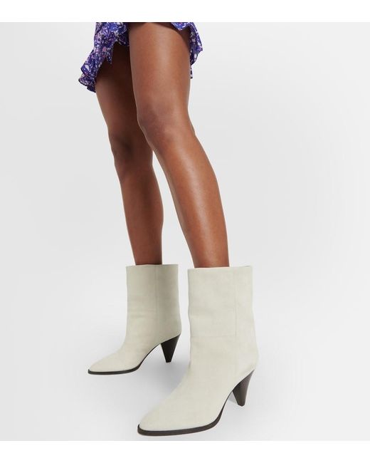 Isabel Marant White Rouxa Suede Ankle Boots