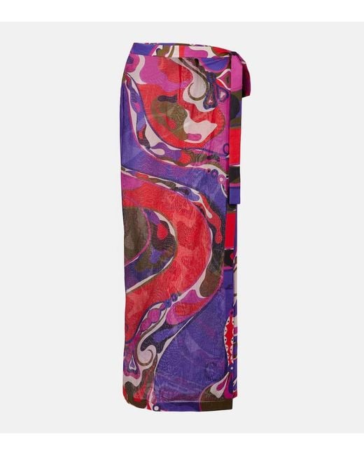 Falda Envolvente Orchidee De Algodon Emilio Pucci de color Purple