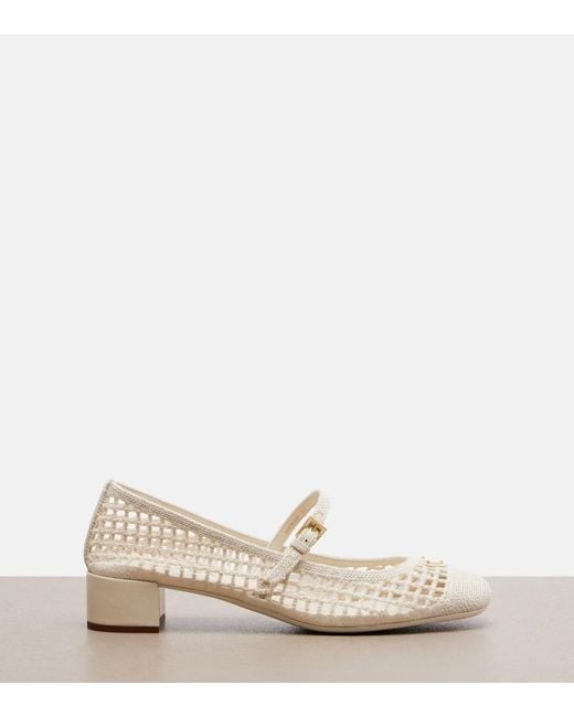 Prada White Crochet Mary Jane Pumps