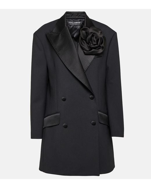 Blazer con applicazione floreale di Dolce & Gabbana in Black