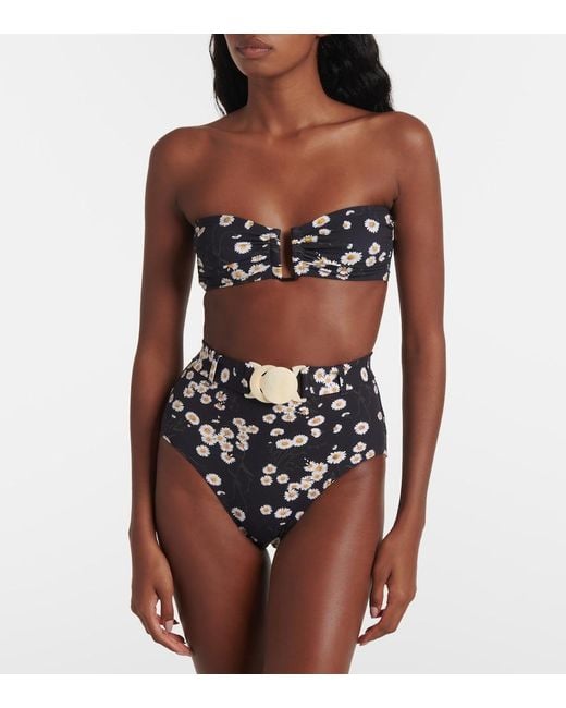 Eres Blue Discret Floral High-Rise Bikini Bottoms
