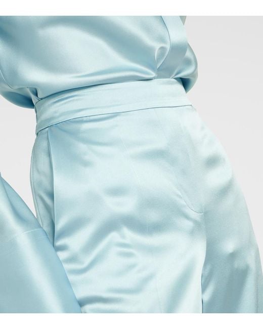 Joseph Blue Tova Silk Satin Straight Pants