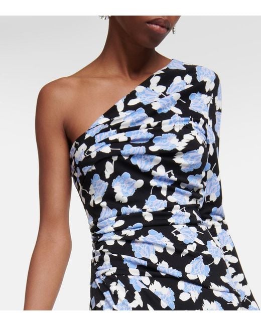 Diane von Furstenberg Blue Kitana One-Shoulder Maxi Dress