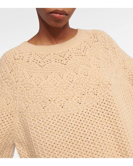 Pullover in crochet di cashmere di Loro Piana in Natural