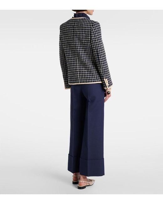 Valentino Blue Wool And Cotton-Blend Boucle Jacket