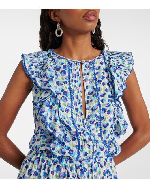 Poupette Blue Bambi Printed Ruffled Minidress