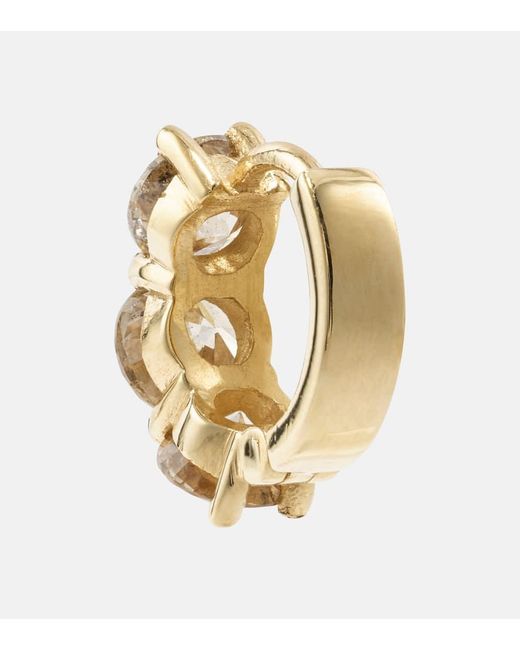 Pendientes de aro Huggie de oro de 18 ct con diamantes Ileana Makri de color Metallic