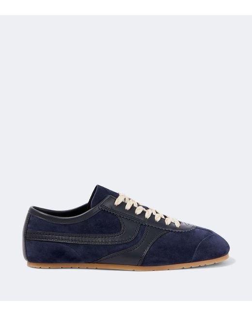 Dries Van Noten Blue Leather-Trimmed Suede Sneakers for men
