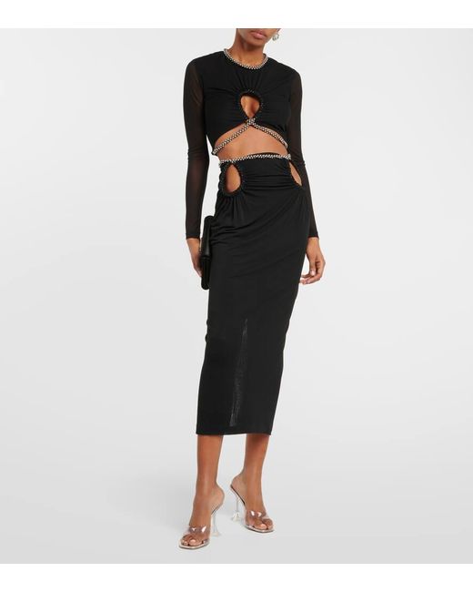 Top cropped in jersey con cut-out di Dion Lee in Black