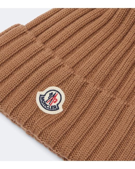 Moncler Brown Ribbed-Knit Virgin Wool Beanie