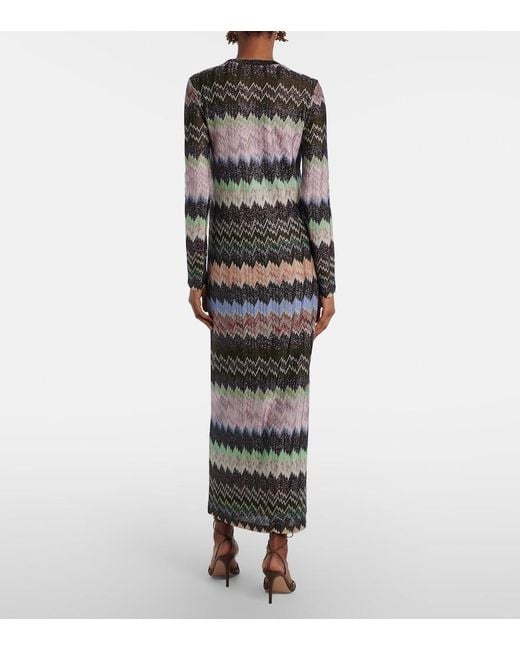 Missoni Black Zigzag-Intarsia Fine-Knit Midi Dress