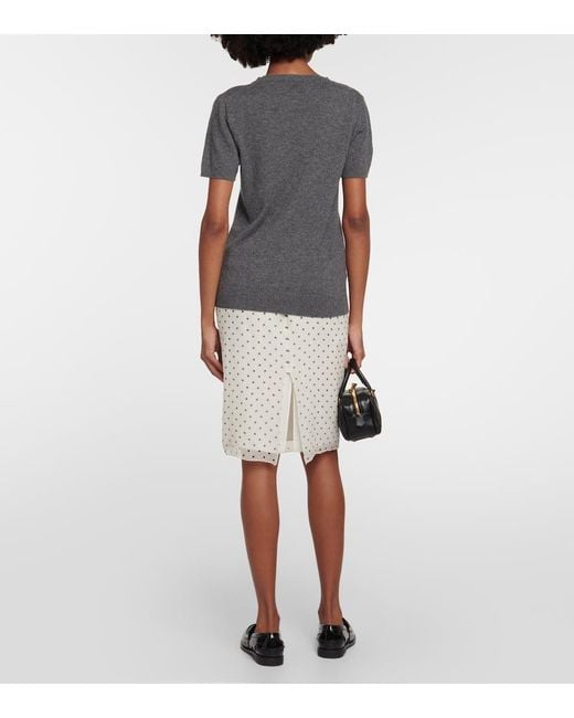 Miu Miu Gray Logo Cashmere Sweater