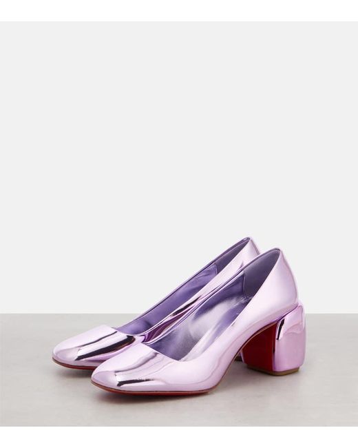 Christian Louboutin Purple Minny 70 Metallic Leather Pumps