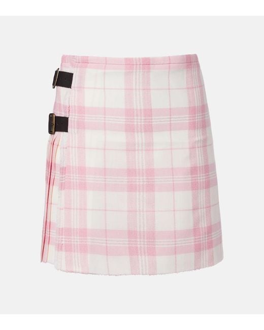 Vivienne Westwood Pink Plaid Wool-Blend Miniskirt