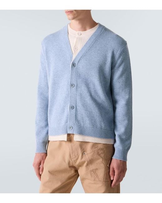 J.W. Anderson Blue Wool And Cashmere Cardigan for men