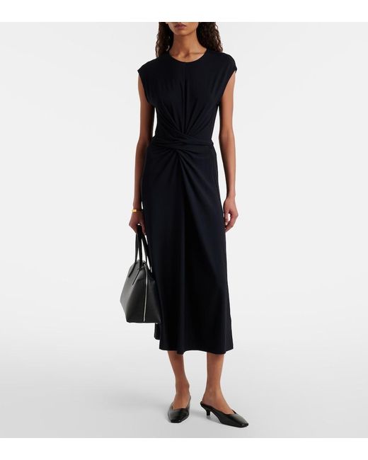 Vince Blue Gathered Midi Dress