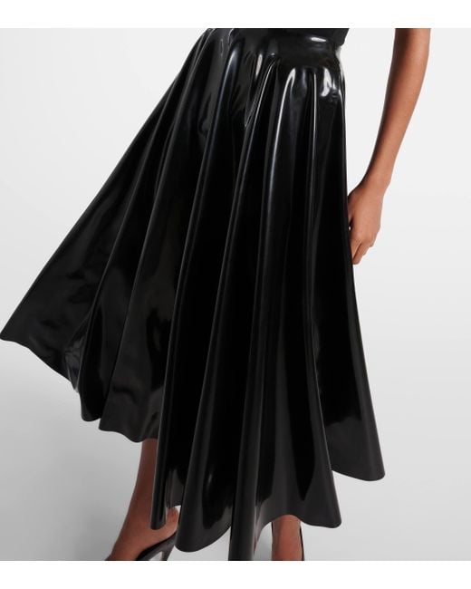 Alaïa Black Latex Midi Skirt