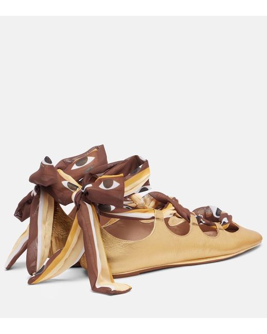 Farm Rio Brown Ballerinas Aus Leder