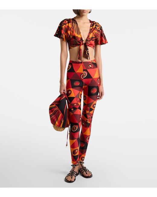 Emilio Pucci Red Kwango Jersey Satin Crop Top
