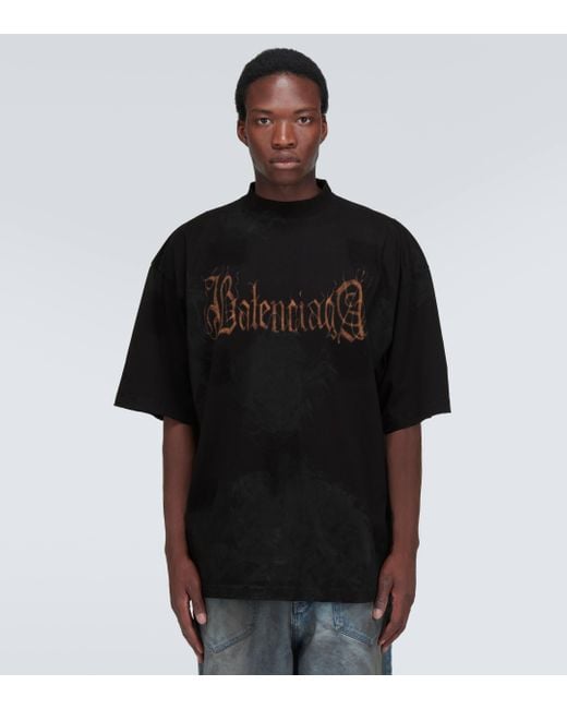 Balenciaga Black Logo Cotton T-shirt for men