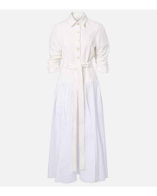 knee length dresses for ladies Alessia Strapless Maxi Dress in Cobalt Multi Linen Twill – Gabriela Hearst main image 1